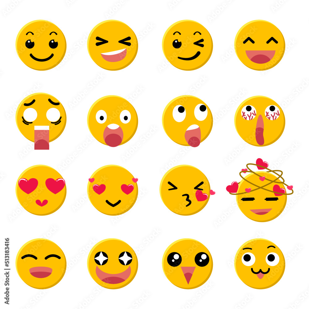 Set of emoji icon vector design. World Emoji day concept on July 17 Set of emoji icon vector design. World Emoji day concept on July 17