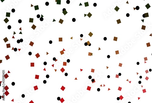 Light Green, Red vector texture in poly style with circles, cubes.