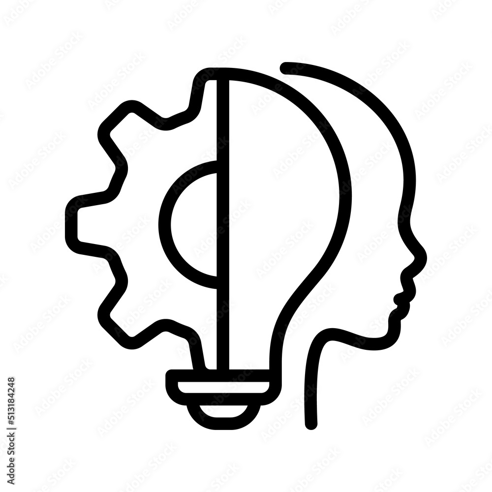 Human head bulb lamp logo vector idea smart icon head idea icon vector