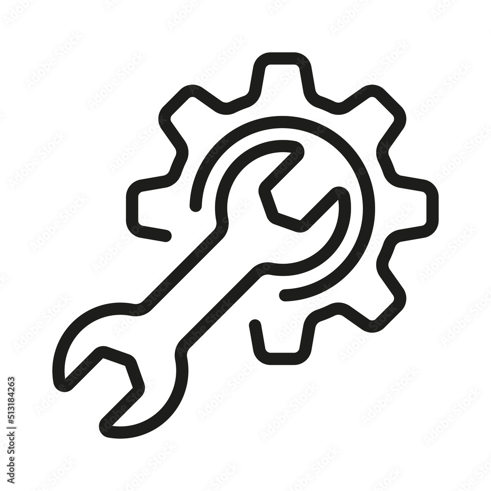 wrench tool icon vector illustration. Cogwheel and wrench or technical service or support. wrench tool icon vector illustration. Cogwheel and wrench or technical service or support.