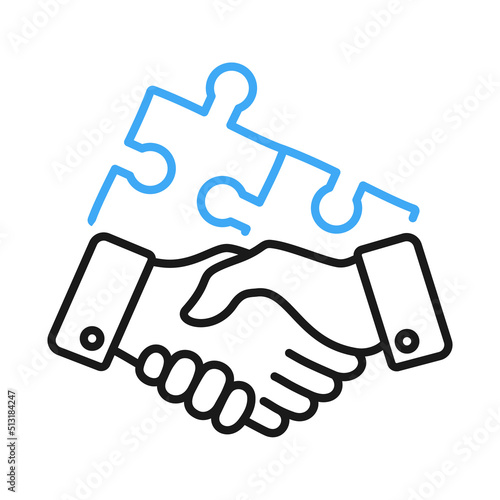 handshake icon, task relation line sign on white background. vector illustration