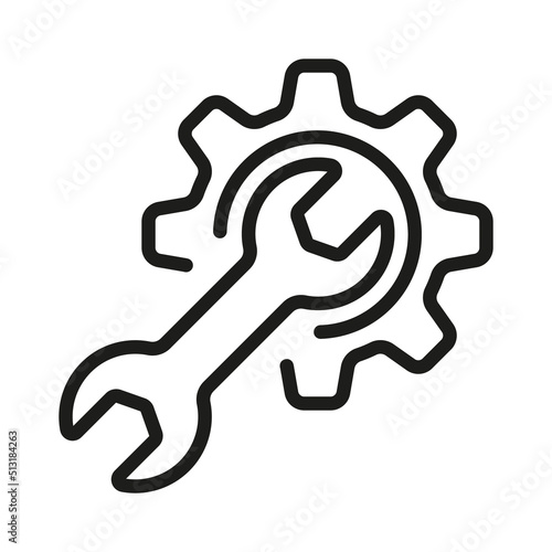 wrench tool icon vector illustration. Cogwheel and wrench or technical service or support.