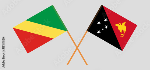 Crossed flags of Republic of the Congo and Papua New Guinea. Official colors. Correct proportion