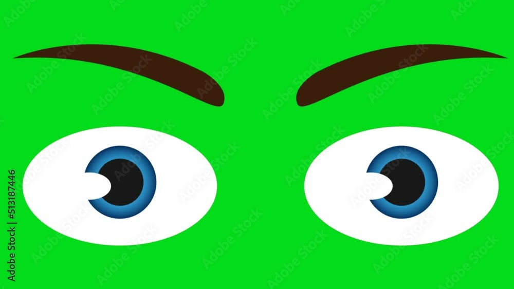 Cartoon eyes on a green background. Cartoon eyes with alpha channel. Key color, color key, alpha channel. Cartoon eyes on a green background. Cartoon eyes with alpha channel. Key color, color key, alpha channel.