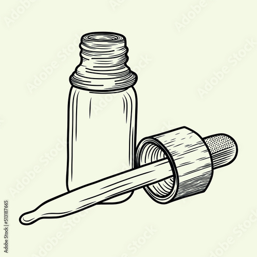  Hand drawn Cosmetic bottle with pipette - Out line