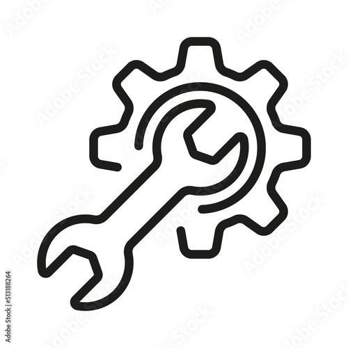 wrench tool icon illustration. Cogwheel and wrench or technical service or support.
