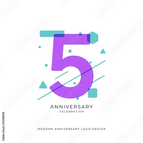 5 years anniversary celebration logo design template vector