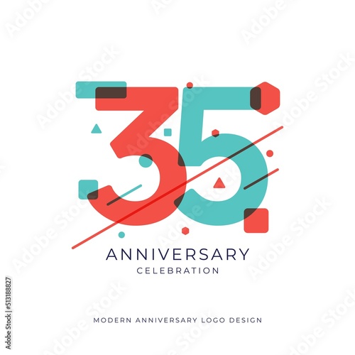 35 years anniversary celebration logo design template vector