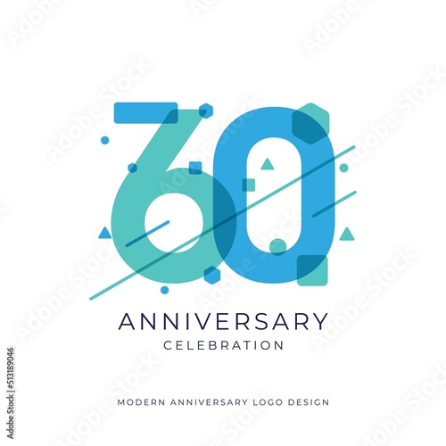 60 years anniversary celebration logo design template vector
