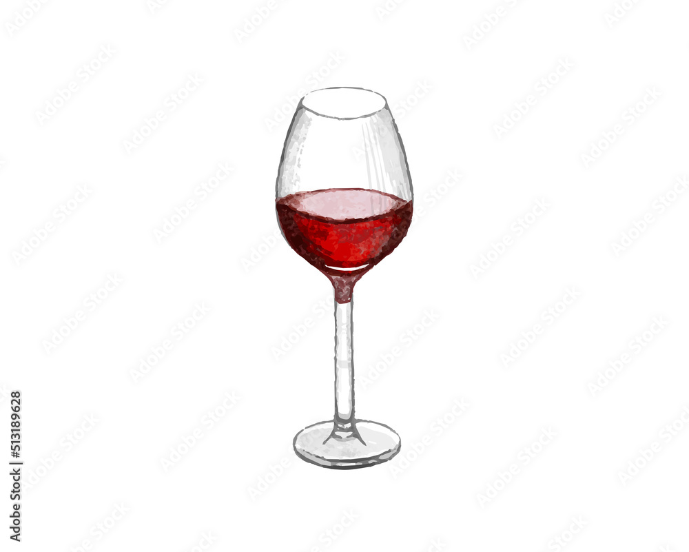 赤ワインのボトルの水彩イラスト