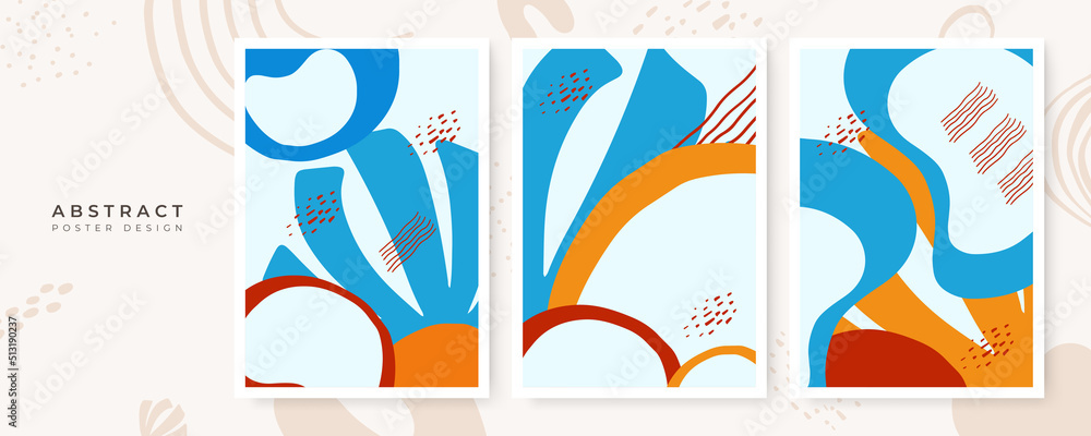 Set of vector pre-made cards or posters in modern abstract style with ...