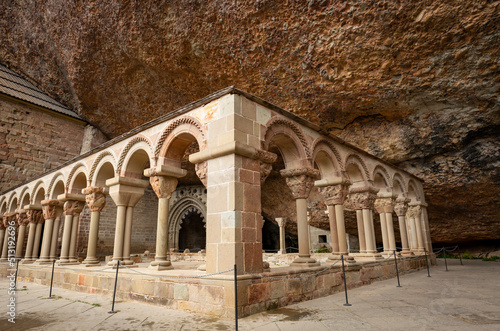 cloister of the Royal Monastery of San Juan de la Peña, Botaya, province of Huesca, Aragon, Spain photo
