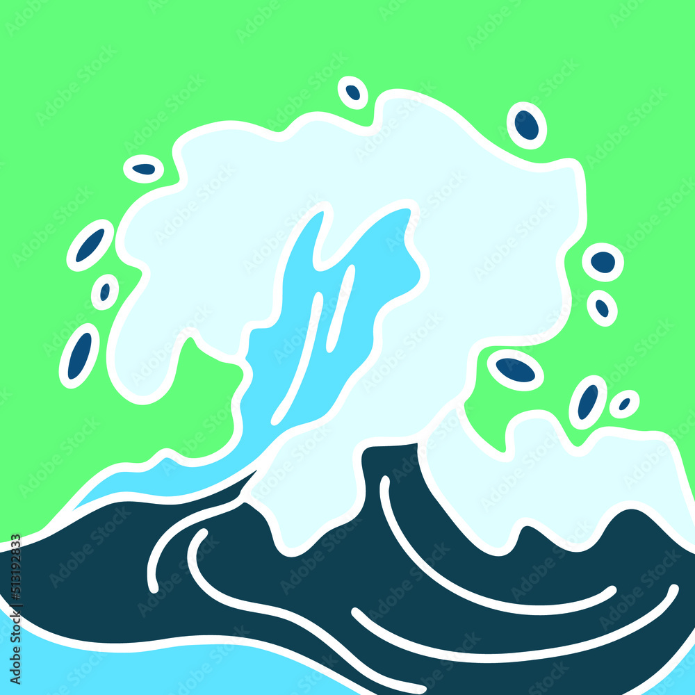 Sea wave, powerful splash energy of nature. Nautical ocean theme with ocean storm, summer holiday. For surfing and sailing decoration element. Hand drawn vector illustration. Cartoon style drawing. Sea wave, powerful splash energy of nature. Nautical ocean theme with ocean storm, summer holiday. For surfing and sailing decoration element. Hand drawn vector illustration. Cartoon style drawing.
