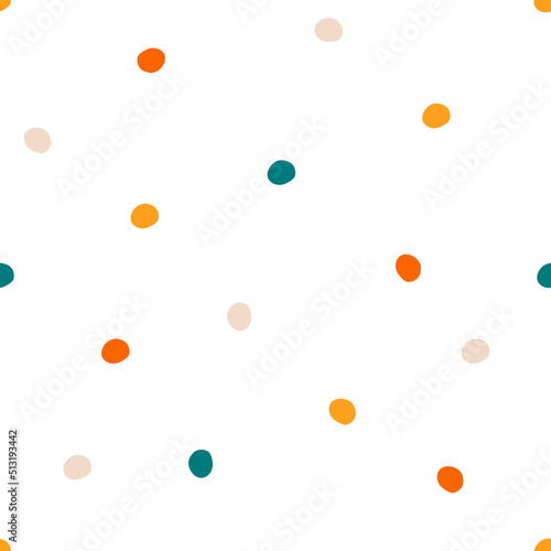 Dotted seamless texture, vector background with colorful dots