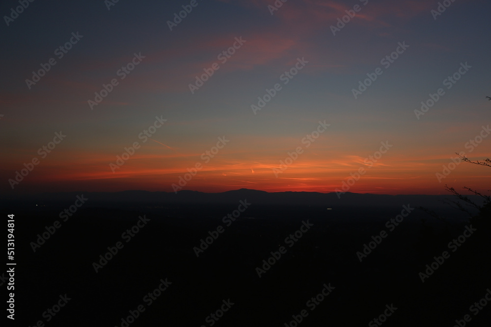 Night time falling over the stones of the castle at the too of the hill in Badenweiler, South Germany, near the Black Forest Night time falling over the stones of the castle at the too of the hill in Badenweiler, South Germany, near the Black Forest