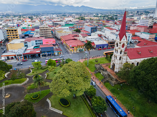 Beautiful aerial view of of the Baroque  Church of the Merced in San Jose Center in Costa Rica. photo