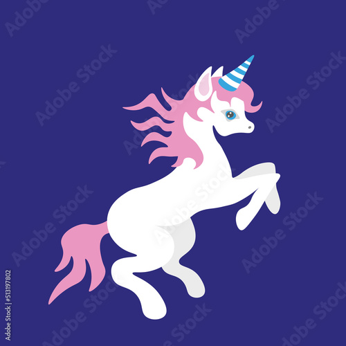Сute galloping cartoon unicorn