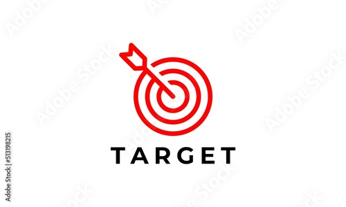 red target logo. arrow right concept focus vector icon illustration.