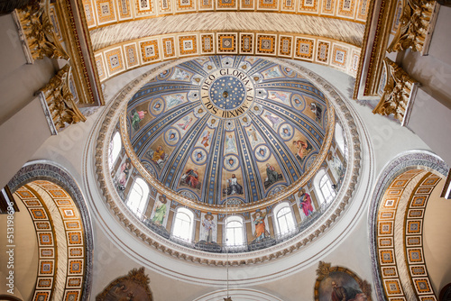 round ceiling in a Catholic church with painting