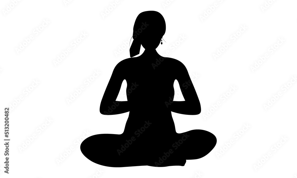 silhouette of a girl in a bandana doing lotus pose yoga silhouette of a girl in a bandana doing lotus pose yoga