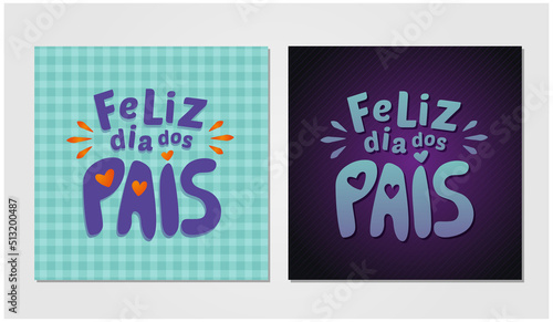 feliz dia dos pais, father's day. blue purple square father's day post with geometric texture