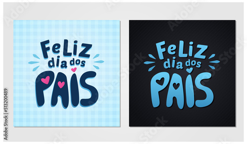 feliz dia dos pais, father's day. blue square father's day post with geometric texture