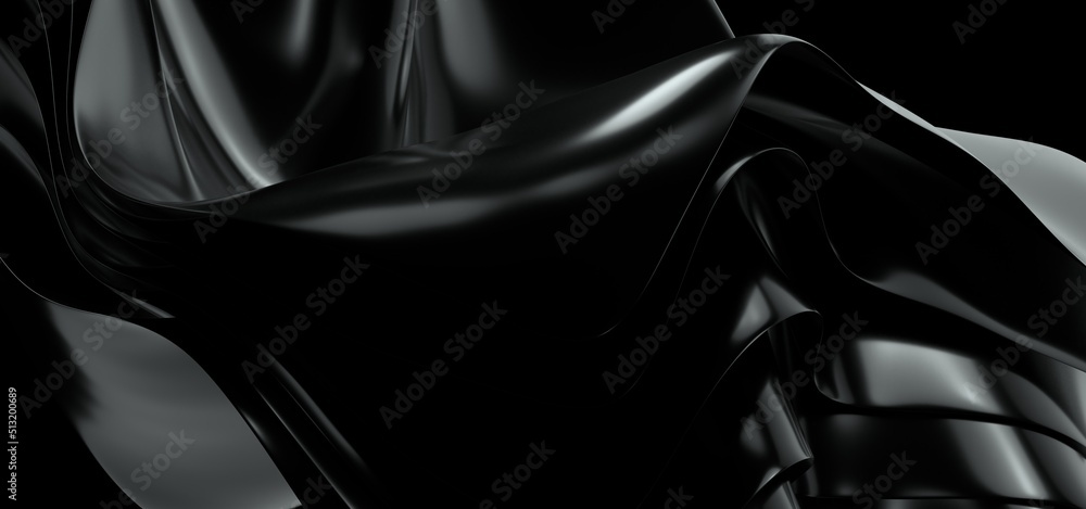 Soft waves seamless texture on shiny black background, pearl and nacre ...