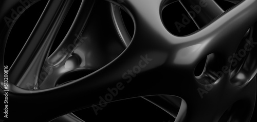 Black Oil or Petrol liquid flow, liquid metal close-up, wide horizontal banner. 3d illustration © vegefox.com