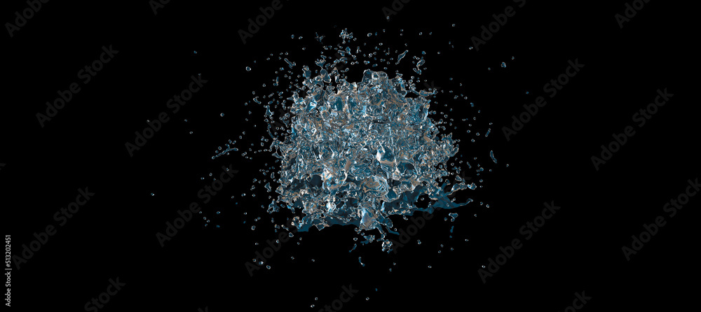 real water splash 3D rendered image