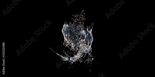 wavy real water splash 3D rendered image