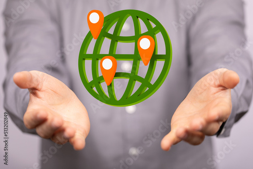 Grass Earth Globe, 3D rende...