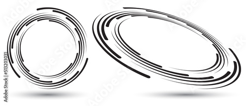 Abstract background with lines in circle. Spiral with black lines as dynamic abstract vector background or logo or icon. Artistic illustration with perspective on white background.