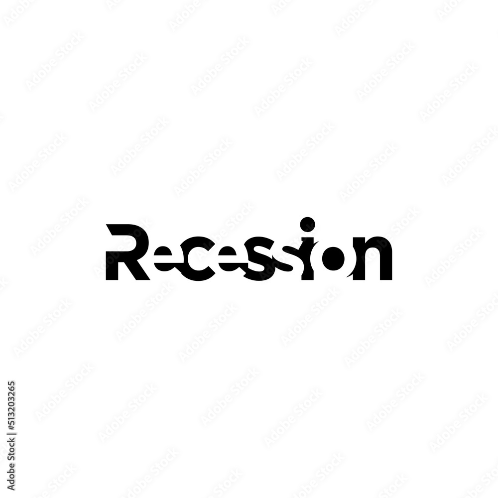 recession text negative space logo design vector.