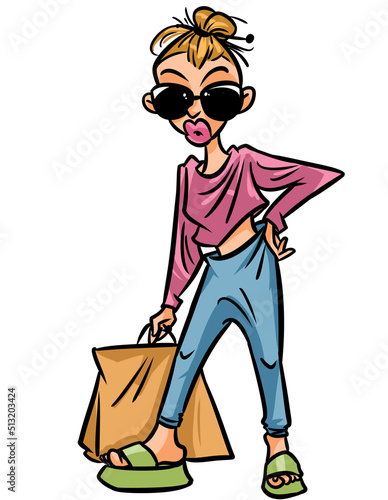 Style sloppy clothes freedom of choice woman young clipart cartoon illustration