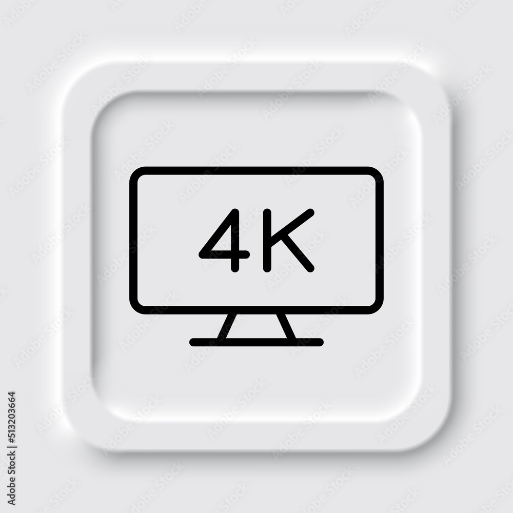 4K, TV simple icon vector. Flat design. Neumorphism design.ai 4K, TV simple icon vector. Flat design. Neumorphism design.ai