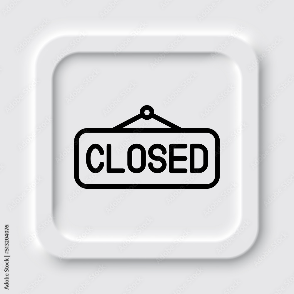Closed banner simple icon vector. Flat design. Neumorphism design.ai Closed banner simple icon vector. Flat design. Neumorphism design.ai
