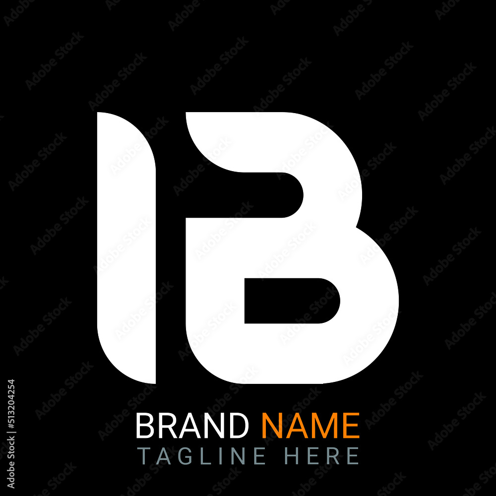 Ib Letter Logo design. black background. Ib Letter Logo design. black background.