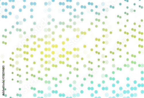 Light Blue, Yellow vector template with ice snowflakes.