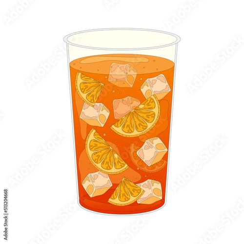 Aperol spritz cocktail alcohol drink with orange slice and ice in glass on white background. Drink vector illustration design