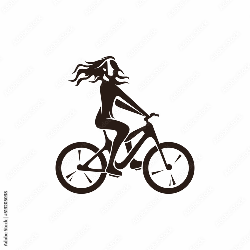 Obraz premium A woman bicycle riding bike cyclist in silhouette