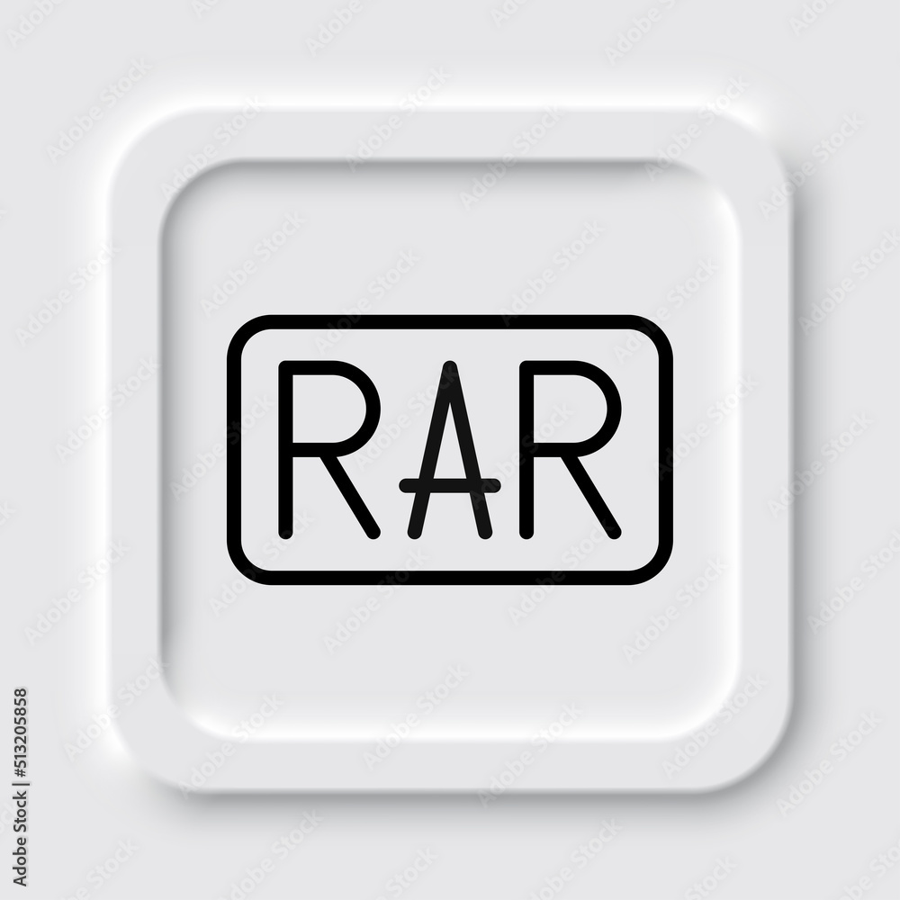 RAR simple icon vector. Flat design. Neumorphism design.ai RAR simple icon vector. Flat design. Neumorphism design.ai