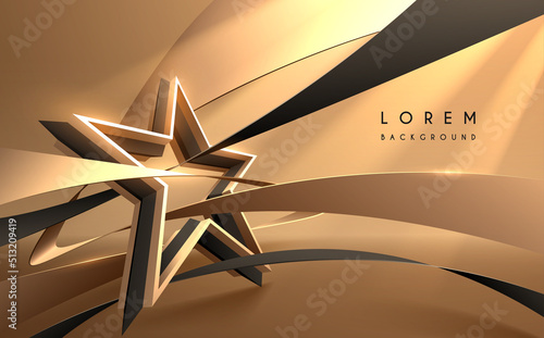 Black and gold star shape with ribbons