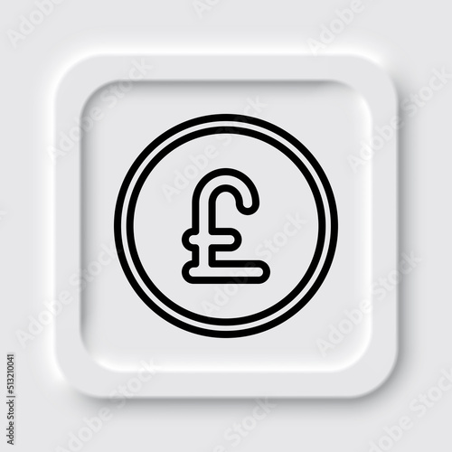 Pound coin simple icon vector. Flat design. Neumorphism design.ai
