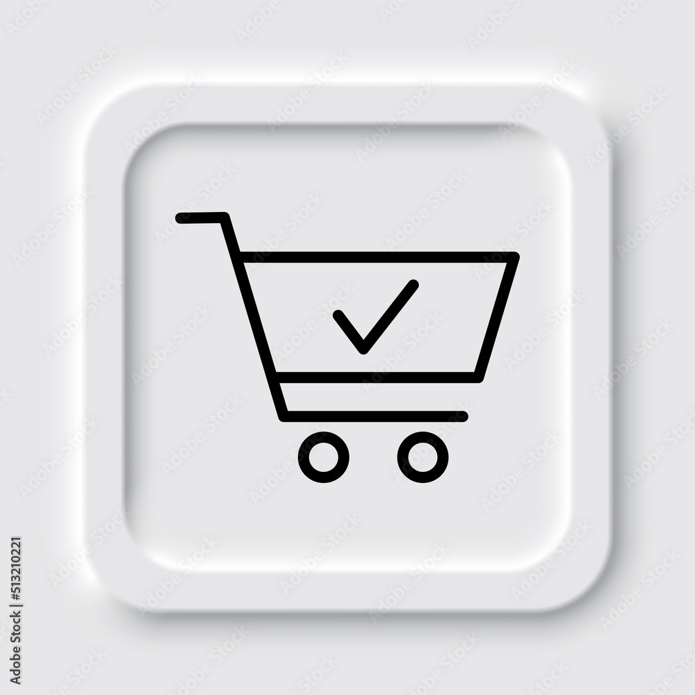 Shopping cart, confirm simple icon vector. Flat design. Neumorphism design.ai Shopping cart, confirm simple icon vector. Flat design. Neumorphism design.ai