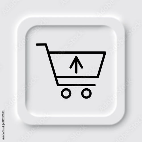 Shopping cart, sell simple icon vector. Flat design. Neumorphism design.ai