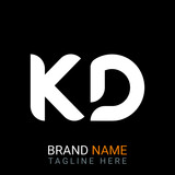 Kd Letter Logo design. black background.