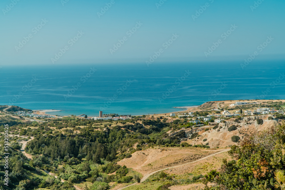 Panoramic aerial view of the northern coast of Cyprus near Kaplica