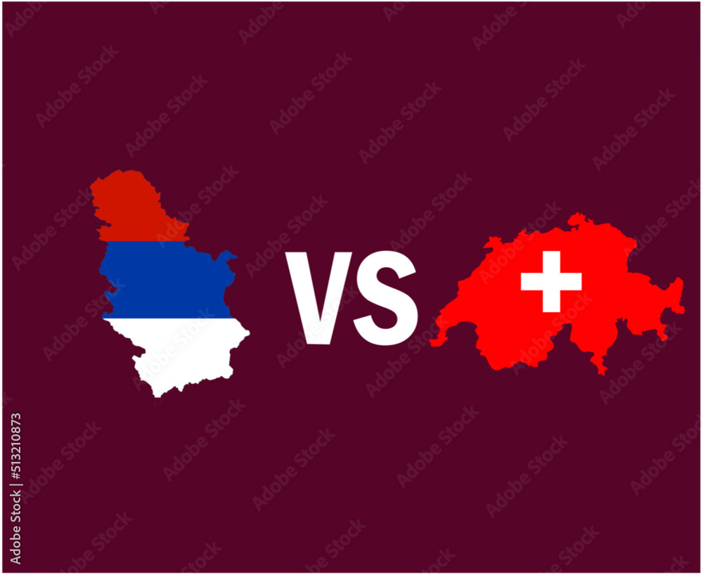 Serbia And Switzerland Map Symbol Design Europe football Final Vector European Countries Football Teams Illustration