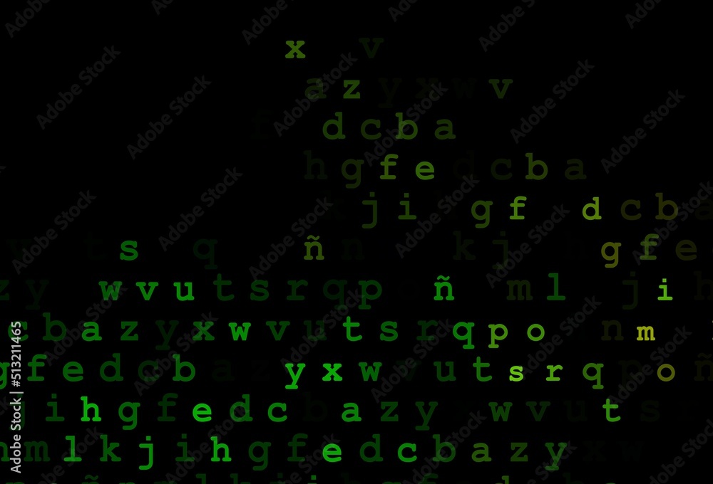 Dark green, yellow vector pattern with ABC symbols. Dark green, yellow vector pattern with ABC symbols.