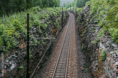 Dovrebanen Railroad by Hunderfossen in the Gudbrandsdalen Valley, Oppland, Norway. photo